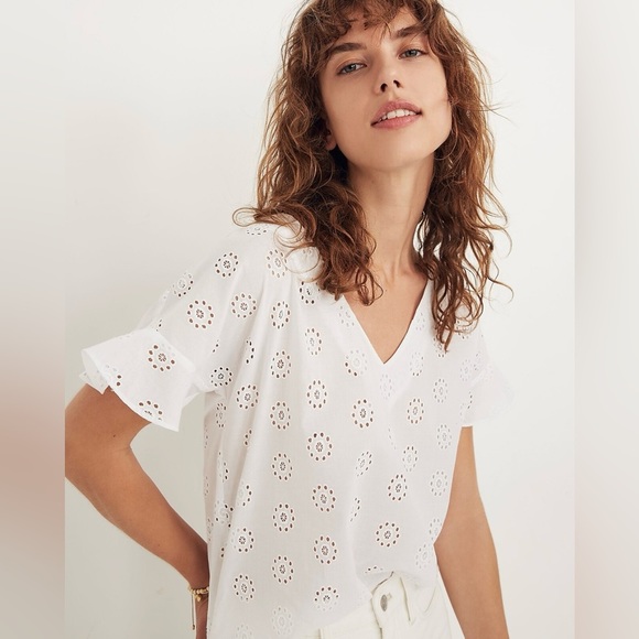Madewell Tops - Madewell Sundrift Eyelet Ruffle Blouse
